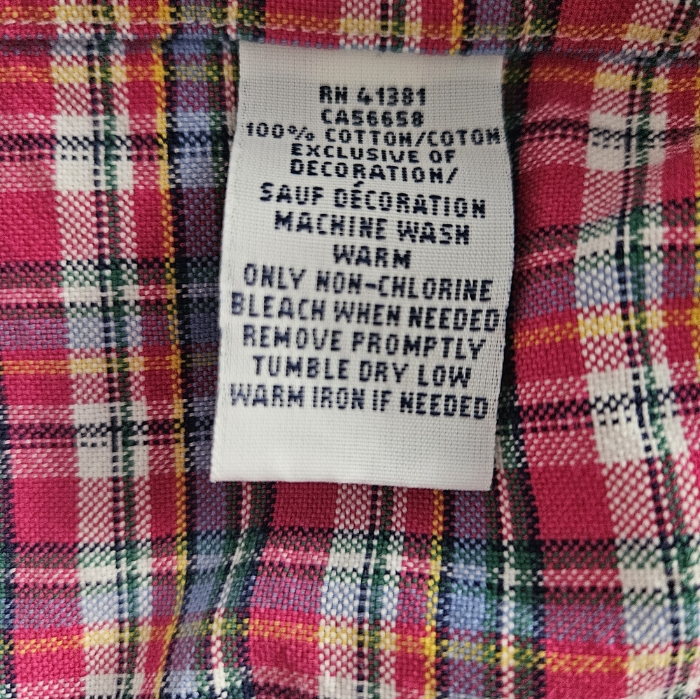 POLO RALPH LAUREN 100% Cotton Pink Plaid Long Sleeve Button Down | SZ L - Picture 8 of 9